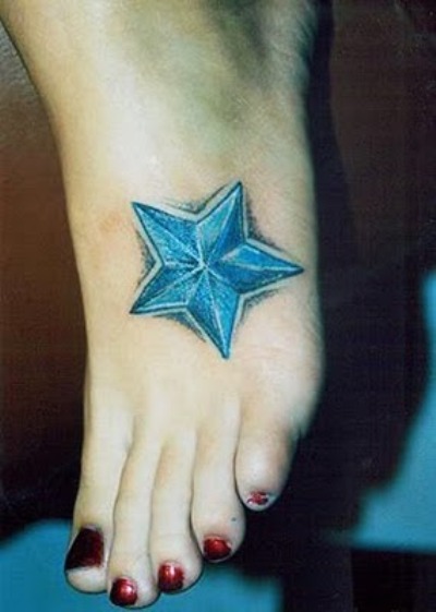 Grey Ink Star Tattoos On Girl Right Foot