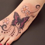 Butterfly Tattoos on Foot Designs, tattoo designs, tattooing, tattoos, designs, piercing, ink, pictures, images, Butterfly on Foot