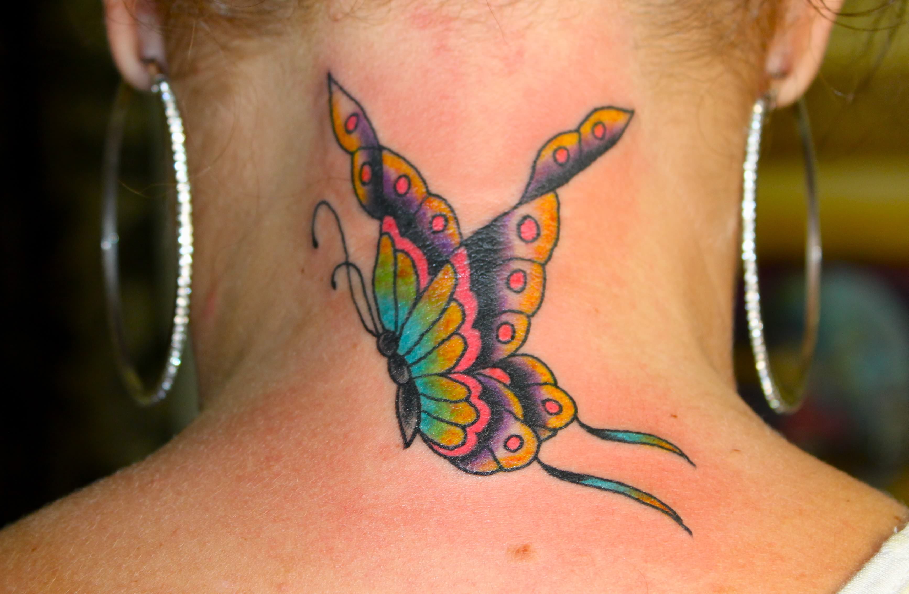 Butterfly Back of Neck Tattoos for Ladies - wide 2