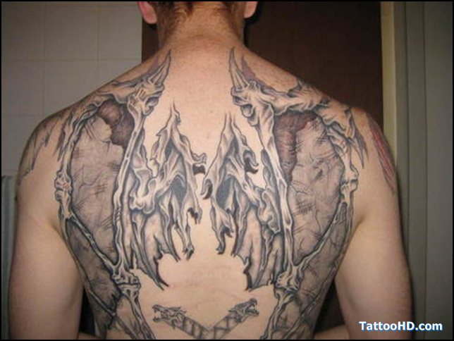 Tribal Angel Tattoo on Back - wide 8