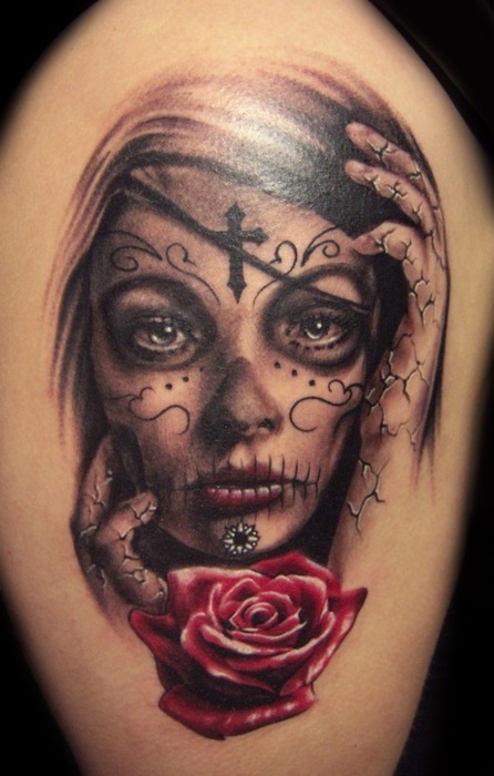 Girl-Face-Horrible-Skull-Tattoo-3