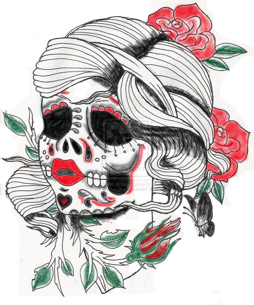 Sugar-Design-Skull-Tattoo-2
