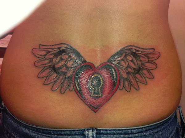 Creative Lower Back Angel Wing Tattoos 2016